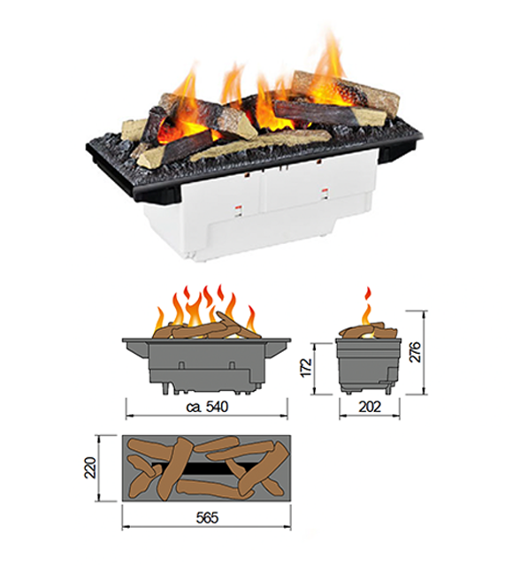 Basic-Fireline Top 400 mit Dekorholzauflage 600 in Wohnzimmer