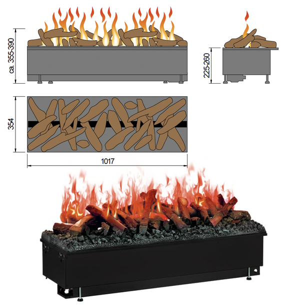 Wood-Fireline Top 1017 RGB mit Dekorholzauflage