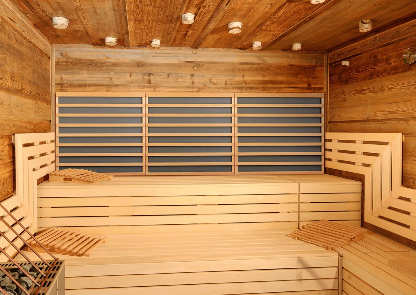 Wärmeplatten VARIO - 7001 Grau (Standard) in Sauna-Kabine nachträglich eingebaut