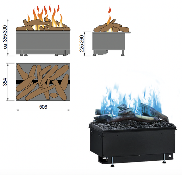 Wood-Fireline Top 508 RGB mit Dekorholzauflage